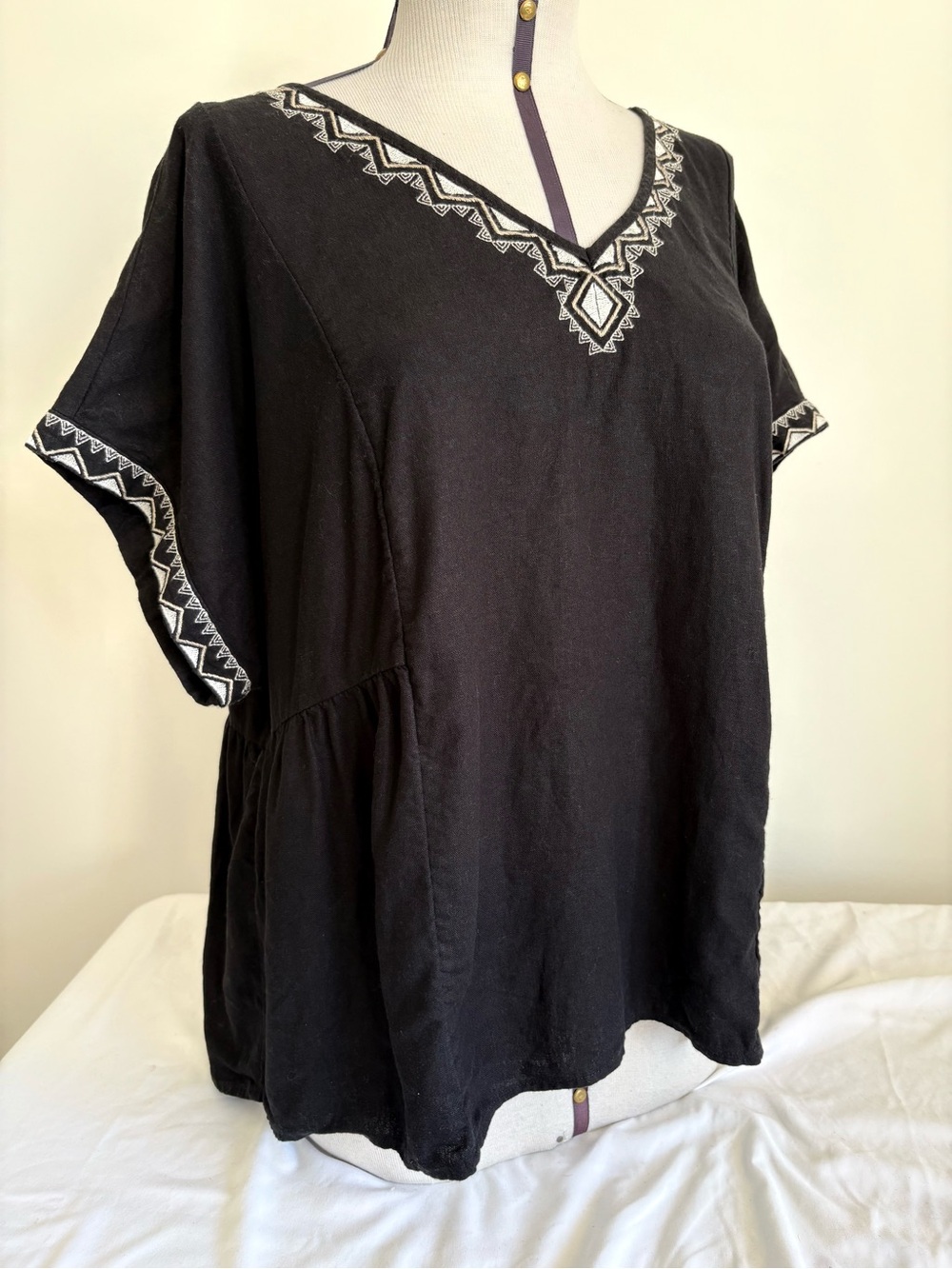 Linen Embroidered Top